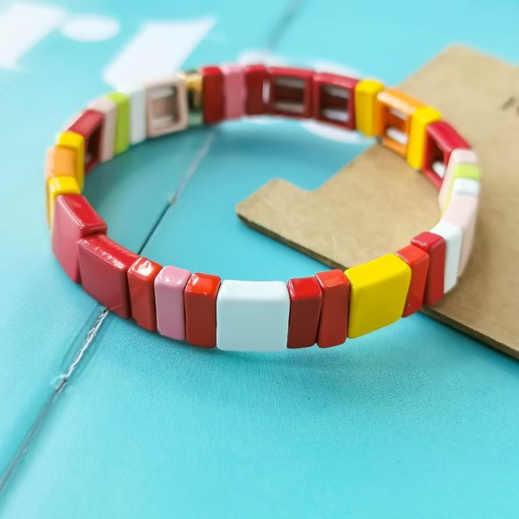RA Roxanne Assoulin Rainbow Brite Enamel Stretch Bracelet - Picture 1 of 3